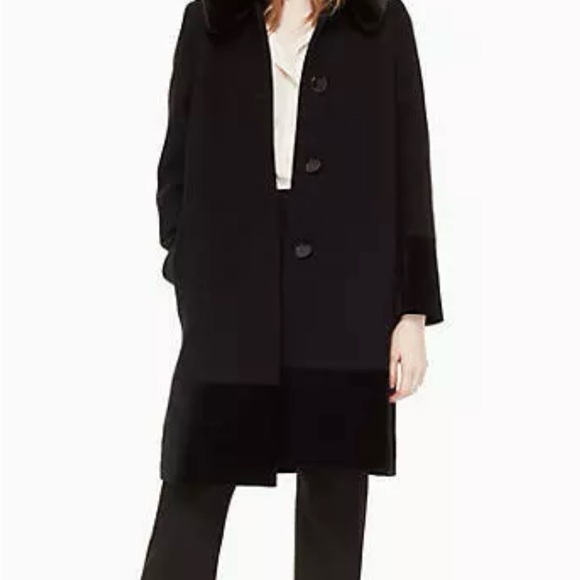 Kate Spade Faux Fur Collar Velvet

Trim Wool Blend Coat , NWT size 6 - Picture 5 of 10